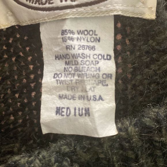 Vintage Environmental Clothing Sweater Green Wool Two Buttons Men M Made in USA - Picture 5 of 7